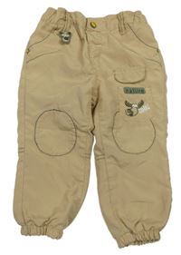 Béžové šusťákové podšité kalhoty se sobem Ergee 