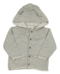 Šedý propínací svetr s kapucí Topomini