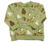 Khaki mikina se zvířátky Topolino