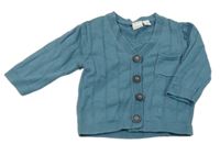 Modrý žebrovaný propínací svetr 