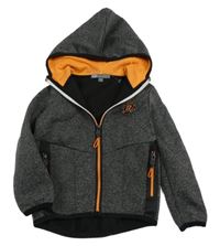 Šedo-černá melírovaná sportovní propínací mikina s kapucí TQF