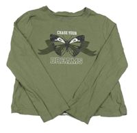 Khaki triko s motýlem Primark