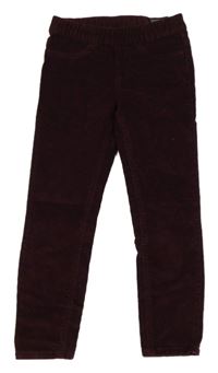 Vínové manšestrové elastické kalhoty H&M