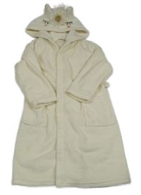 Smetanový chlupatý župan s kapucí - jednorožec H&M