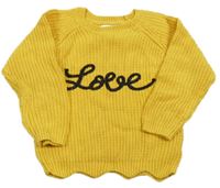 Žlutý žebrovaný svetr s nápisem Primark