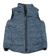 Tmavomodrá šusťáková/fleecová oboustranná zateplená vesta 