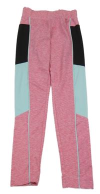 Růžovo-světlemodro-černé sportovní legíny Ergeenomix 