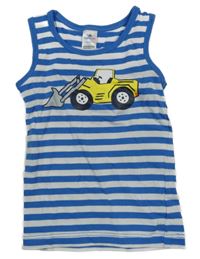 Modro-bílé pruhované tílko s bagrem Topomini 