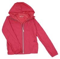 Zářivě růžová šusťáková sportovní nepromokavá bunda s kapucí 