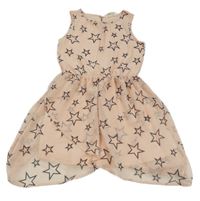 Broskvové šifonové šaty s hvězdičkami H&M