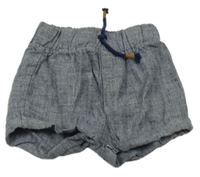 Tmavomodro-bílé vzorované plátěné kraťasy H&M