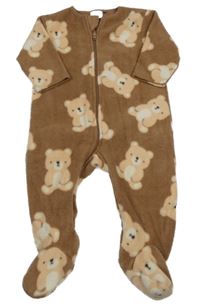 Béžový fleecový overal s medvídky Next