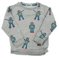Šedá melírovaná mikina s roboty M&S