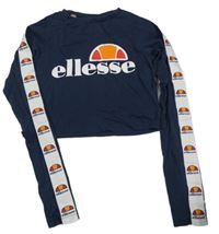 Tmavomodré crop triko s logy Ellesse
