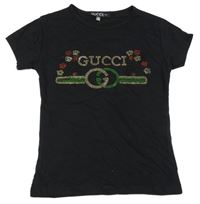 Černé tričko s logem Gucci 