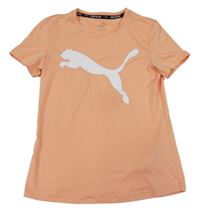 Broskvové funkční sportovní tričko s logem Puma