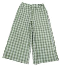 Khaki-bílé kostkované culottes kalhoty Shein