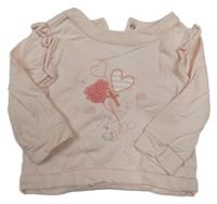 Světlerůžová mikina se srdíčky a volánky Mothercare
