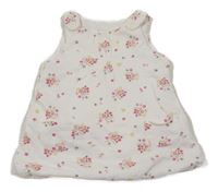 Bílé bavlněné zateplené květované šaty Mothercare