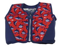 Červemo-tmavomodrá plovací vest se žraloky Jojo Maman Bébé