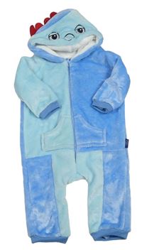 Modro-světlemodrá plyšová kombinéza s kapucí - IGGLE PIGGLE