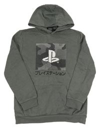 Tmavošedá mikina s logem - PlayStation a kapsou a kapucí PRIMARK