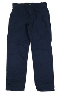 Tmavomodré chino plátěné kalhoty H&M