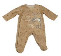 Hnědý melírovaný fleecový overal s Pú a hvězdičkami George