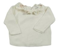 Smetanový svetr s volánkem s kytičkami F&F