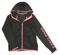 Černá melírovaná sportovní mikina s nápisem a kapucí