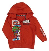 Červená propínací mikina s Avengers a logem a kapucí MARVEL