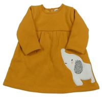 Hořčicové teplákové zateplené šaty se sloníkem noukie's