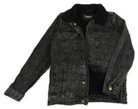 Černá šisrovaná riflová zateplená bunda s límečkem LC WaIKIKI