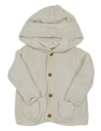 Smetanový propínací svetr s kapucí s oušky Next