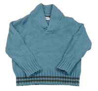 Modrý melírovaný svetr s pruhy impidimpi