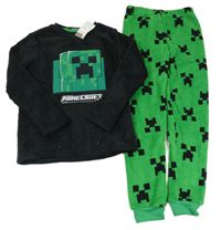 Nové - černo-zelené plyšové pyžamo s Minecraft PRIMARK