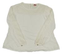 Smetanová halenka s pecičkami a krajkou s puntíky S. Oliver