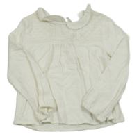 Smetanová vzorovaná halenka s krajkou a límečkem C&A