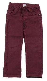 Vínové skinny teplákové rifle s volánky a srdíčky Kiki&Koko