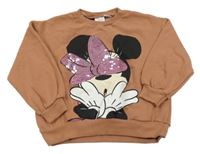 Kakaová oversize mikina s Minnie s flitry ZARA