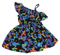 Černo-barevné vzorované asymetrické šaty Next