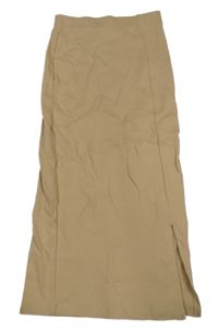 Béžová žebrovaná dlouhá sukně C&A