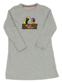 Šedá melírovaná noční košile s koníkem a indiánkou