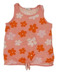 Růžový květovaný crop top s uzlem Lily & Dan