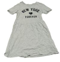 Šedé melírované šaty se třpytivými nápisy a srdíčkem H&M