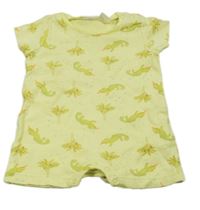 Citronový kraťasový overal s chameleony a palmami Zara