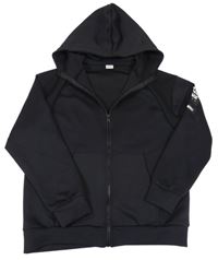 Černá sportovní propínací mikina s logy a kapucí 
