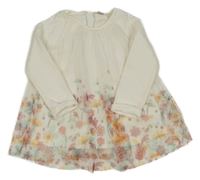 Bílé teplákové šaty s tylem s kytičkami Tu