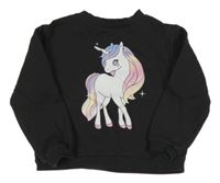 Černošedá crop mikina s jednorožcem H&M