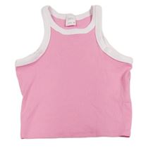 Růžový žebrovaný crop top Zara